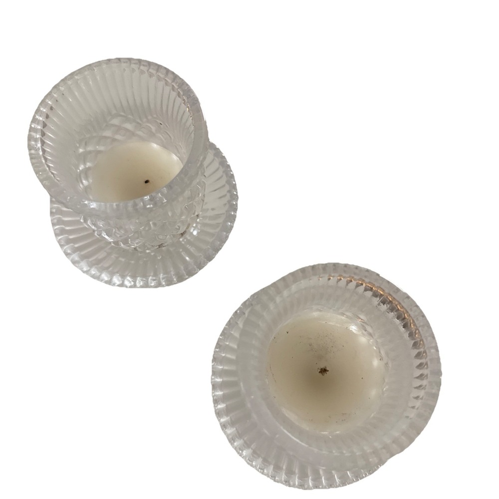 2 VTG 90s PartyLite Williamsburg Votive Clear Crystal Candle Holder Cottage Glam - Picture 3 of 5